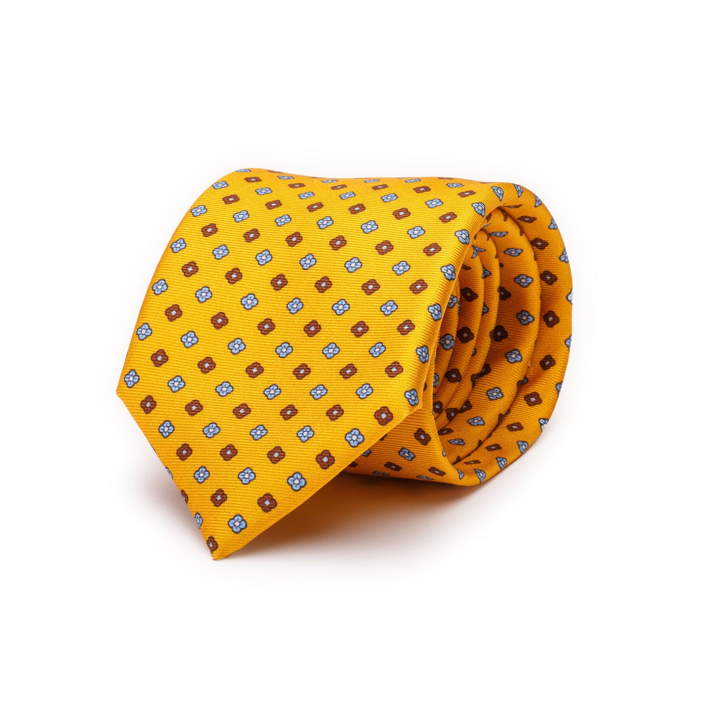 Yellow Silk Tie with Flowers