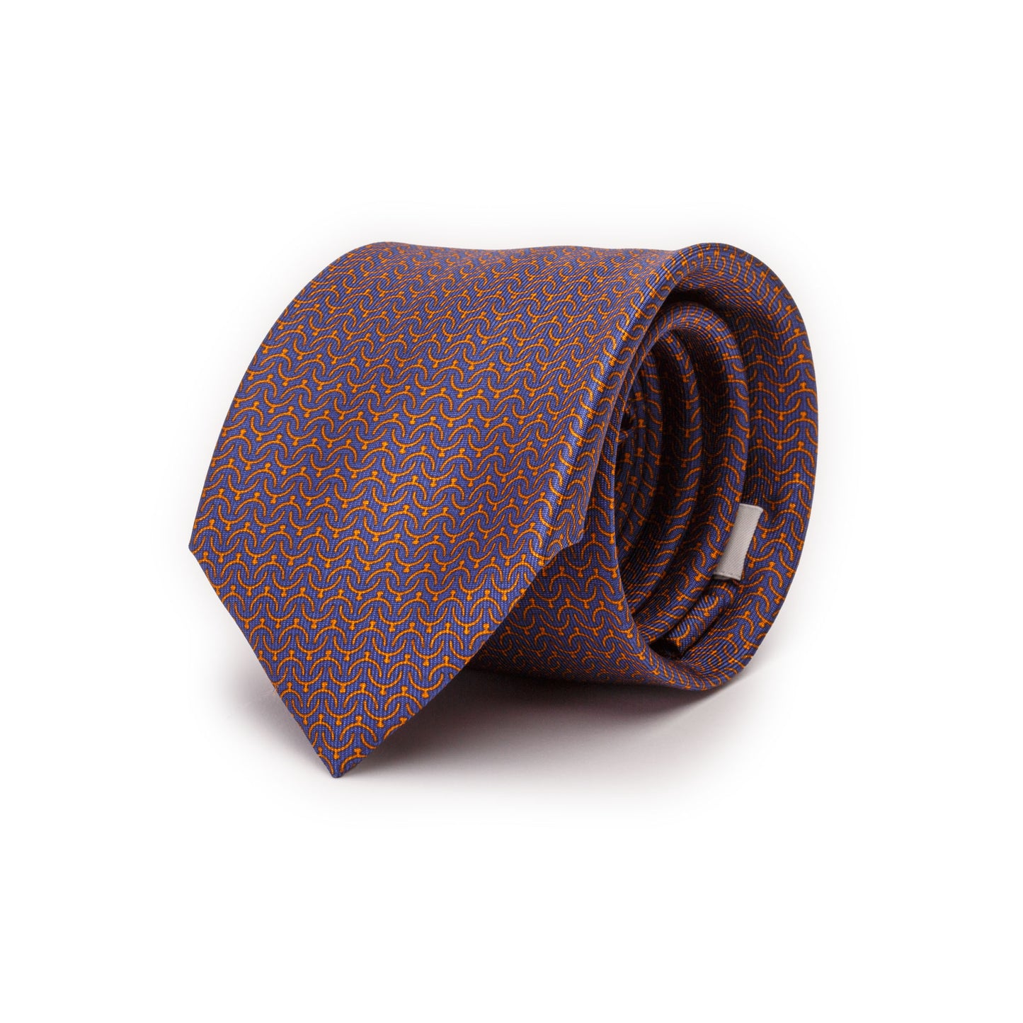 Blue Silk Tie with Rust Diapason