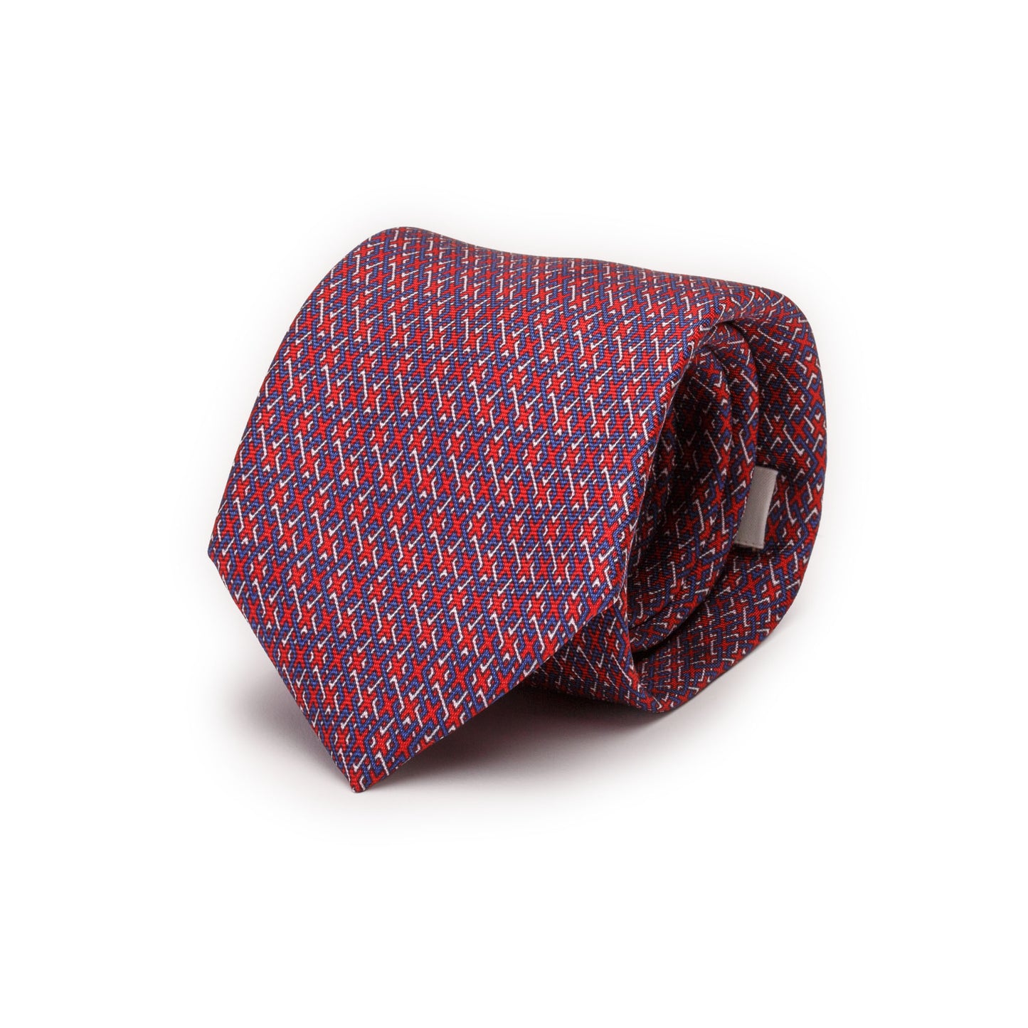Silk Tie with Blue and White Hooks