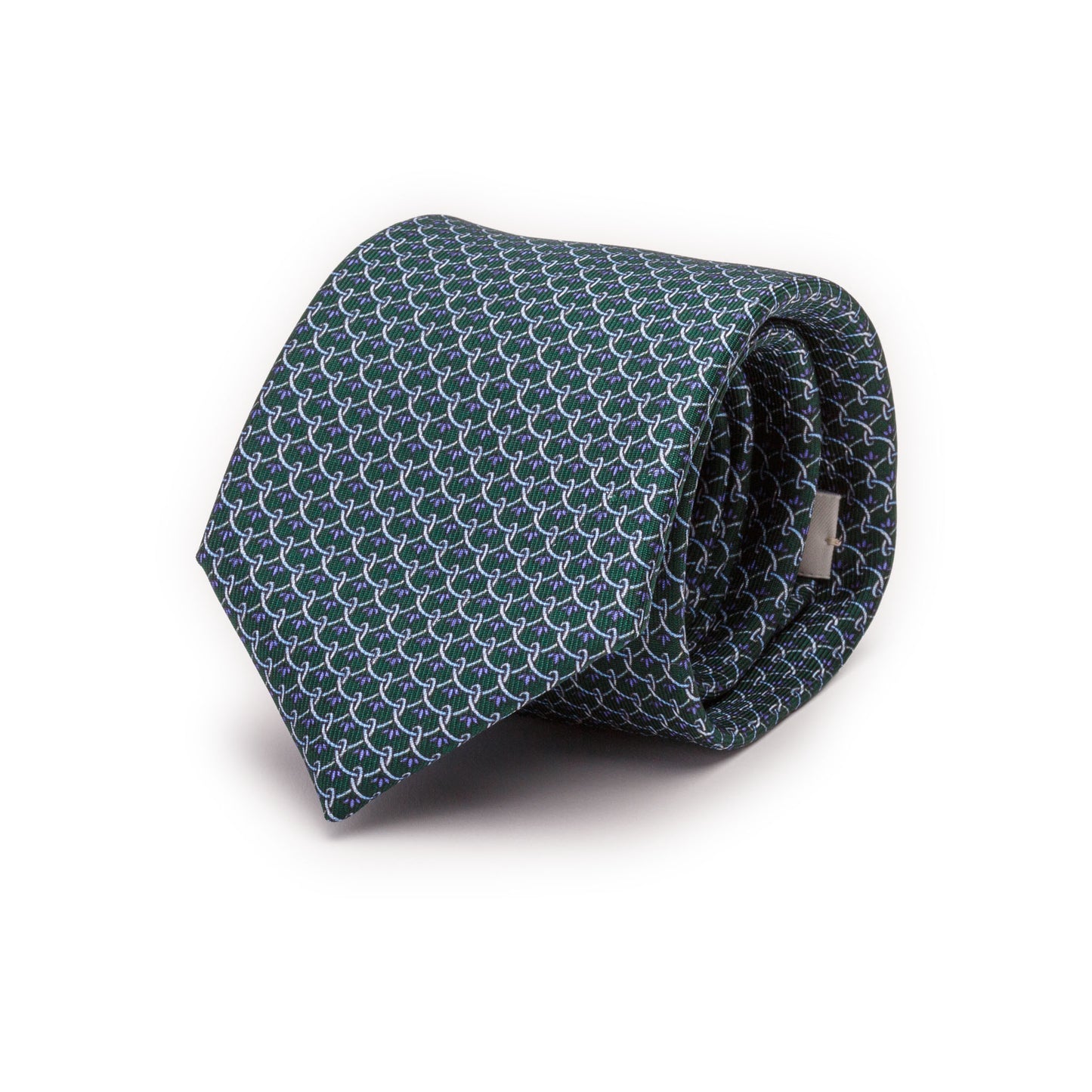 Green Silk Tie with Waterlily