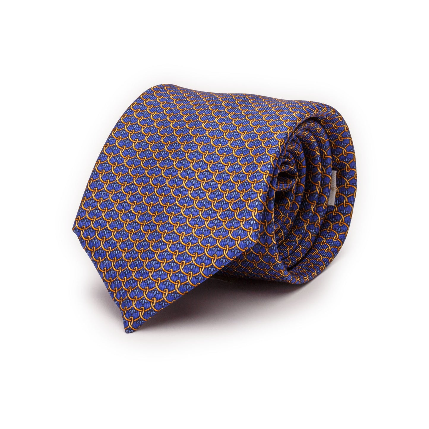 Blue Silk Tie with Waterlily