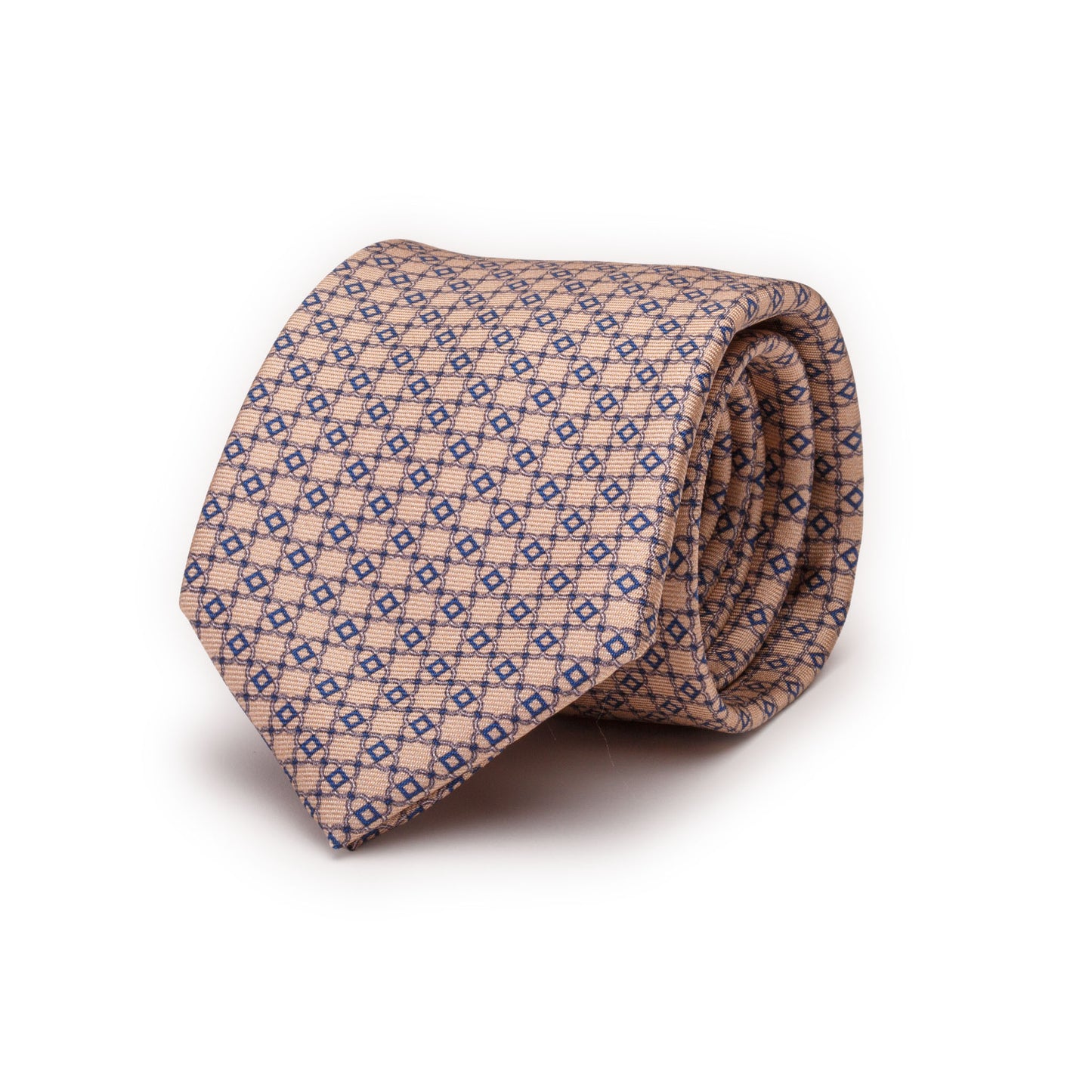 Light Brown Silk Tie with Blue Details