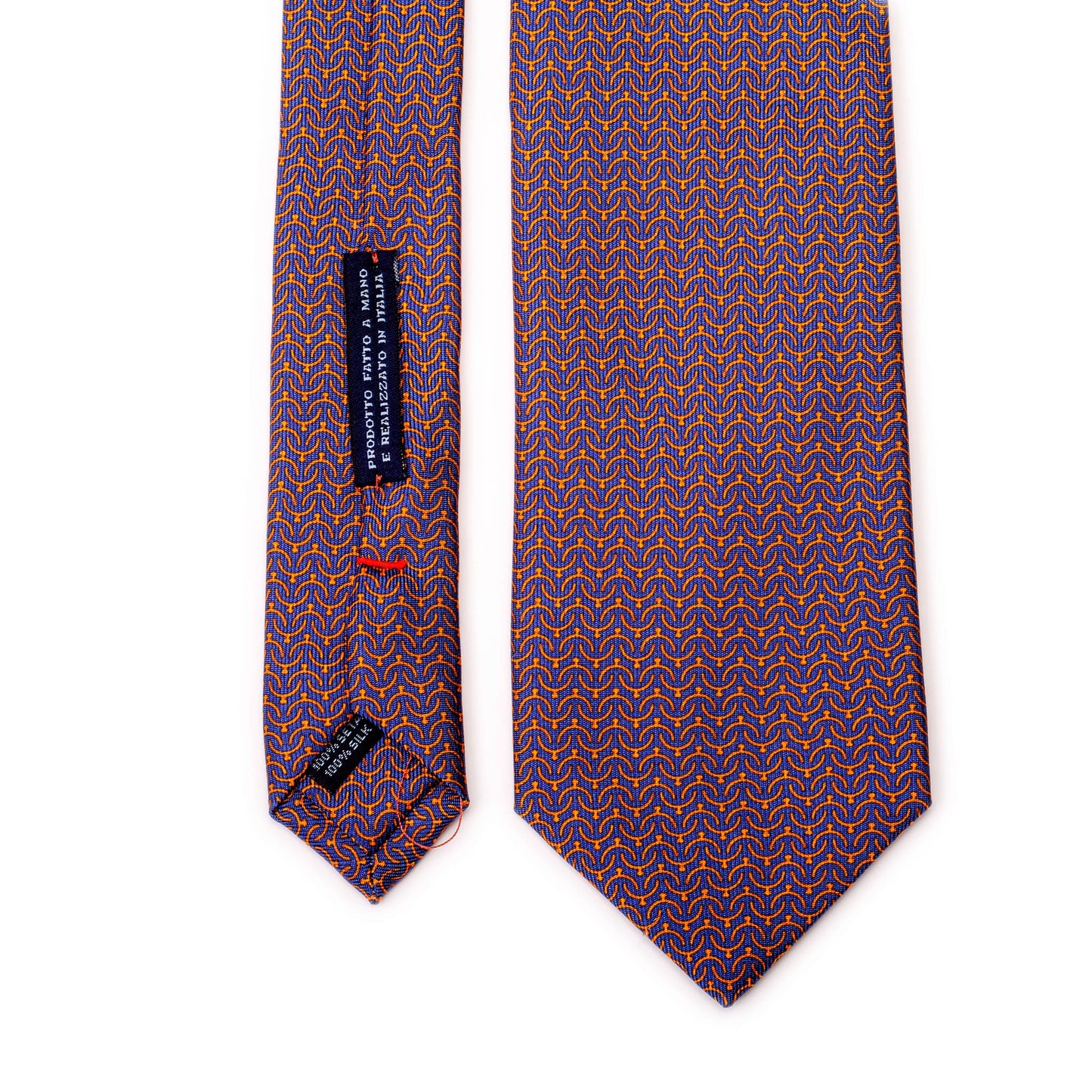 Blue Silk Tie with Rust Diapason