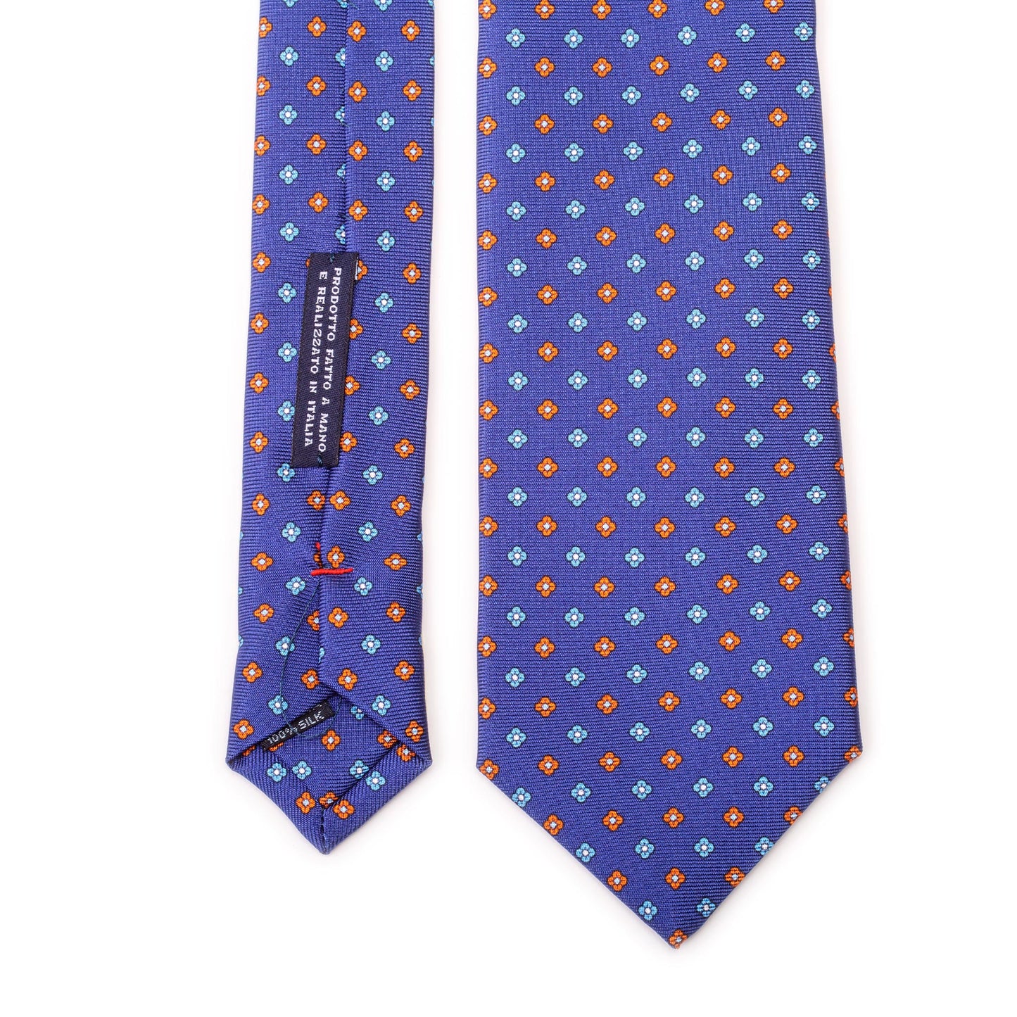 Cobalt Blue Silk Tie with Flowers