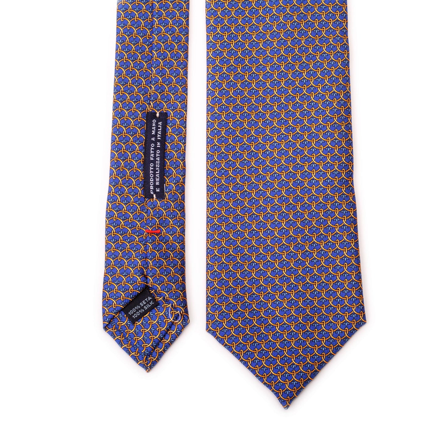 Blue Silk Tie with Waterlily