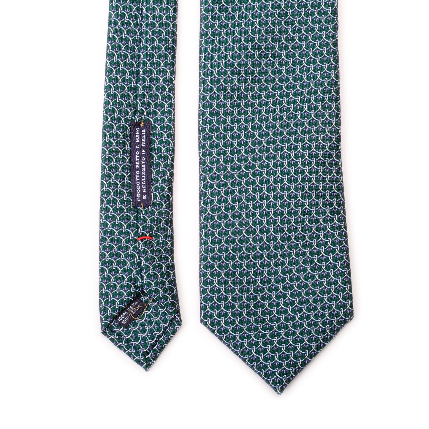 Green Silk Tie with Waterlily
