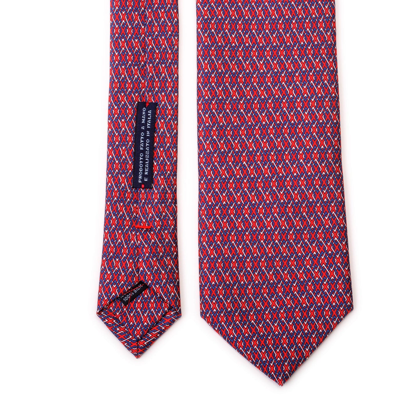 Silk Tie with Blue and White Hooks