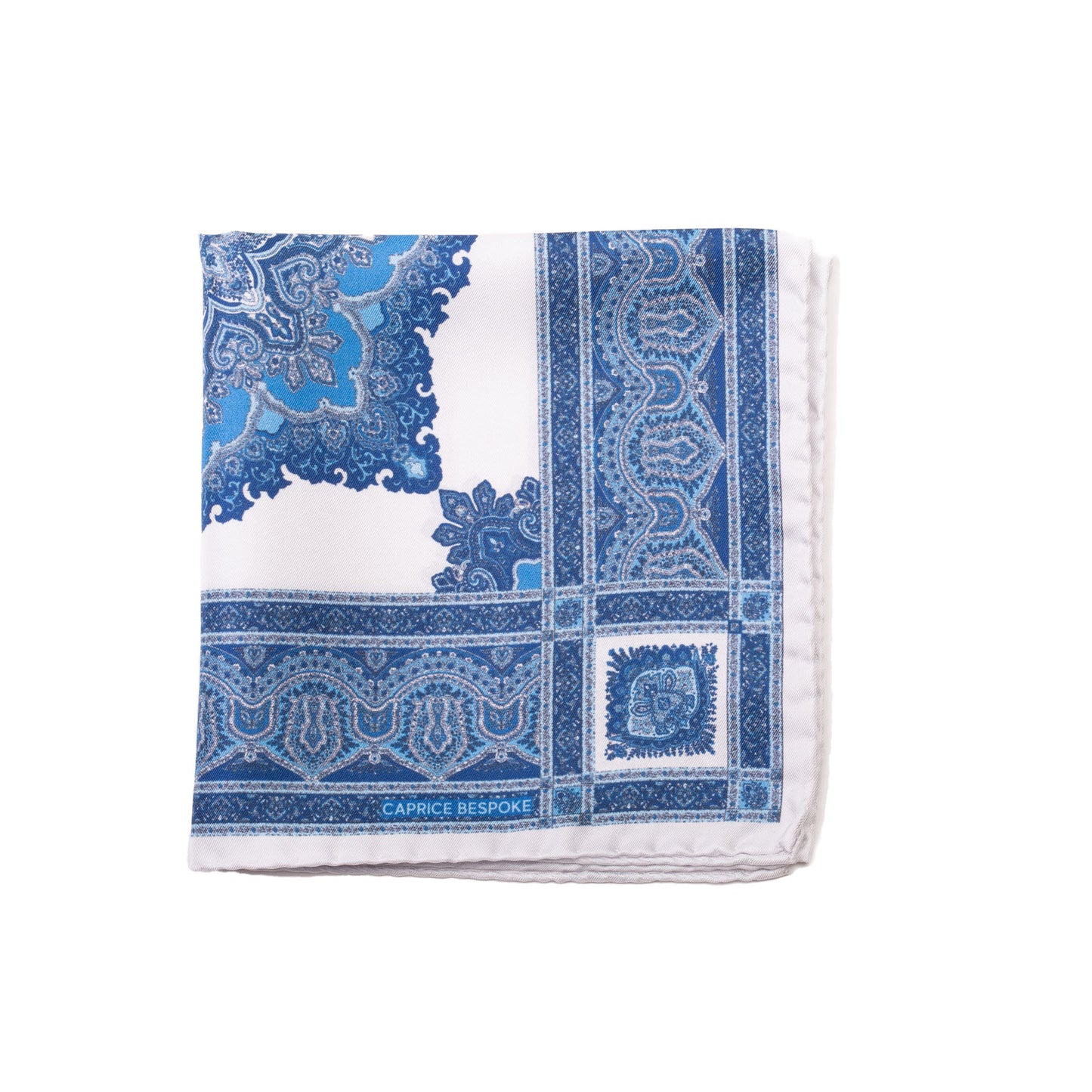 White Pocket Square with Majolica