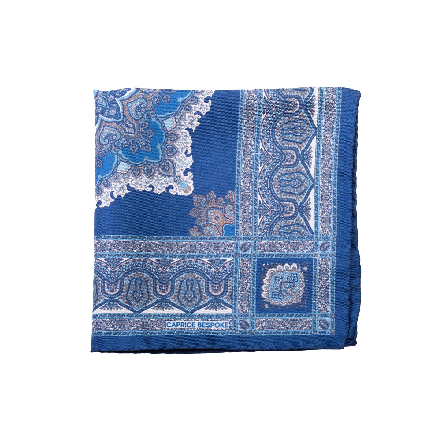 Blue Pocket Square with Majolica