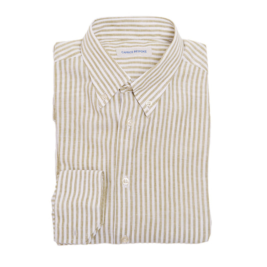 RIVIERA - Cotton & Linen Shirt with Green Stripes