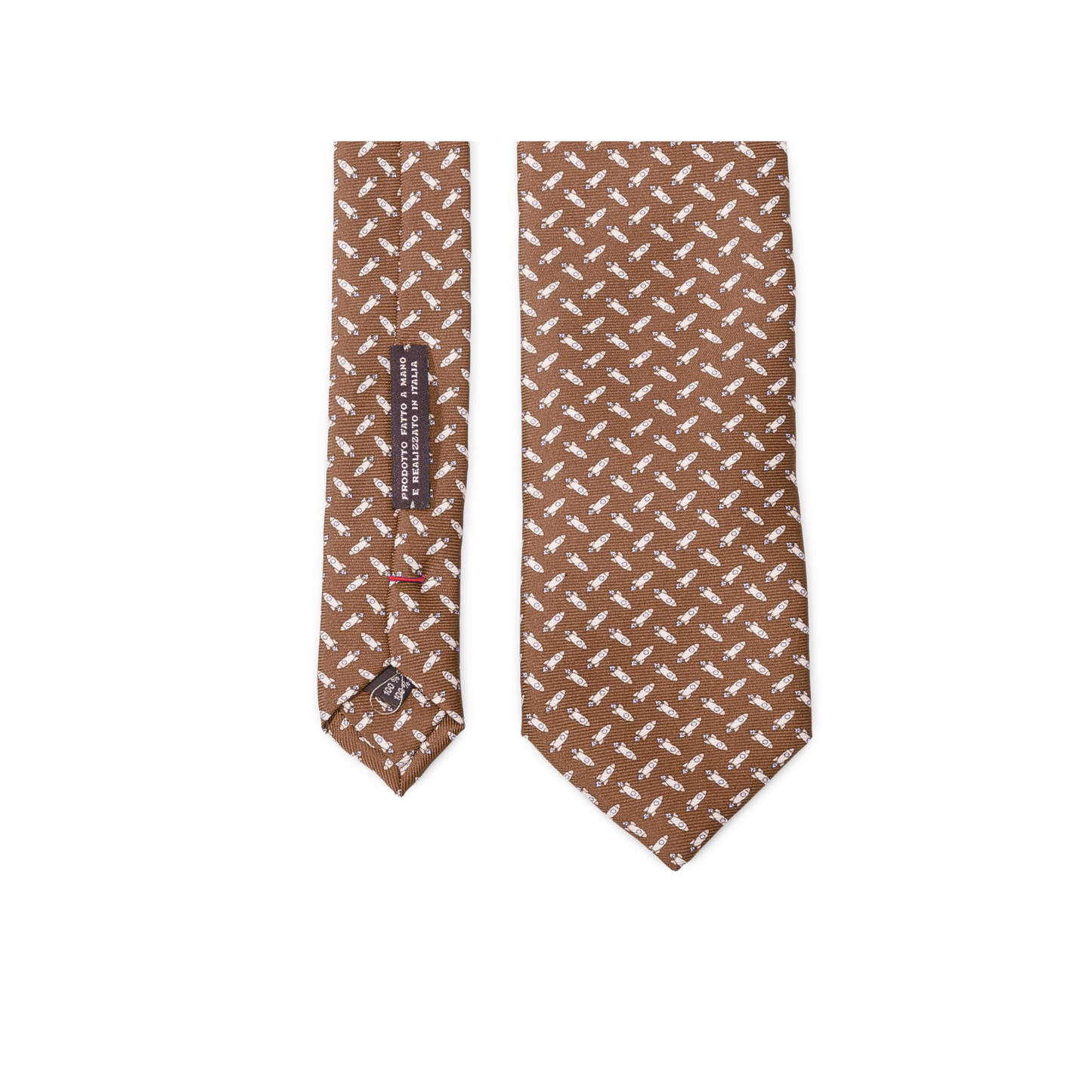 Brown Silk Tie with Spacecraft