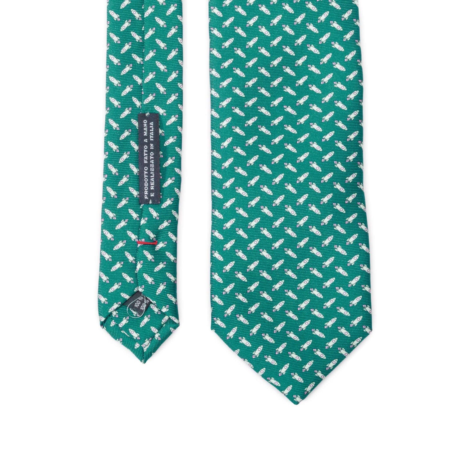 luxury-green-italian-silk-tie-with-space-motifs
