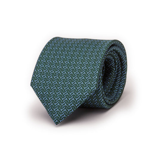 Green Silk Tie with Light Blue Diapason