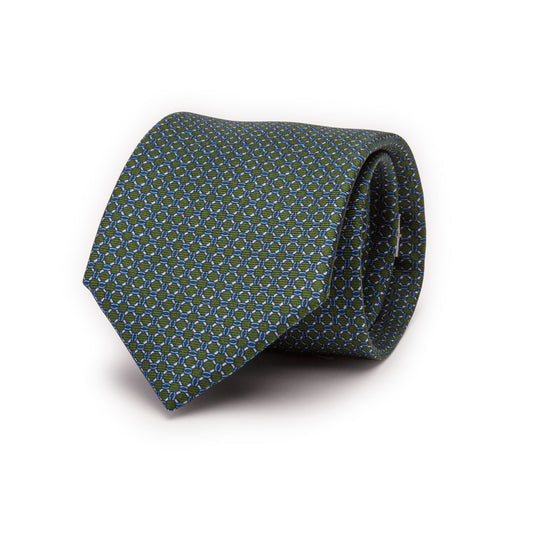 Green Silk Tie with Little Hooks