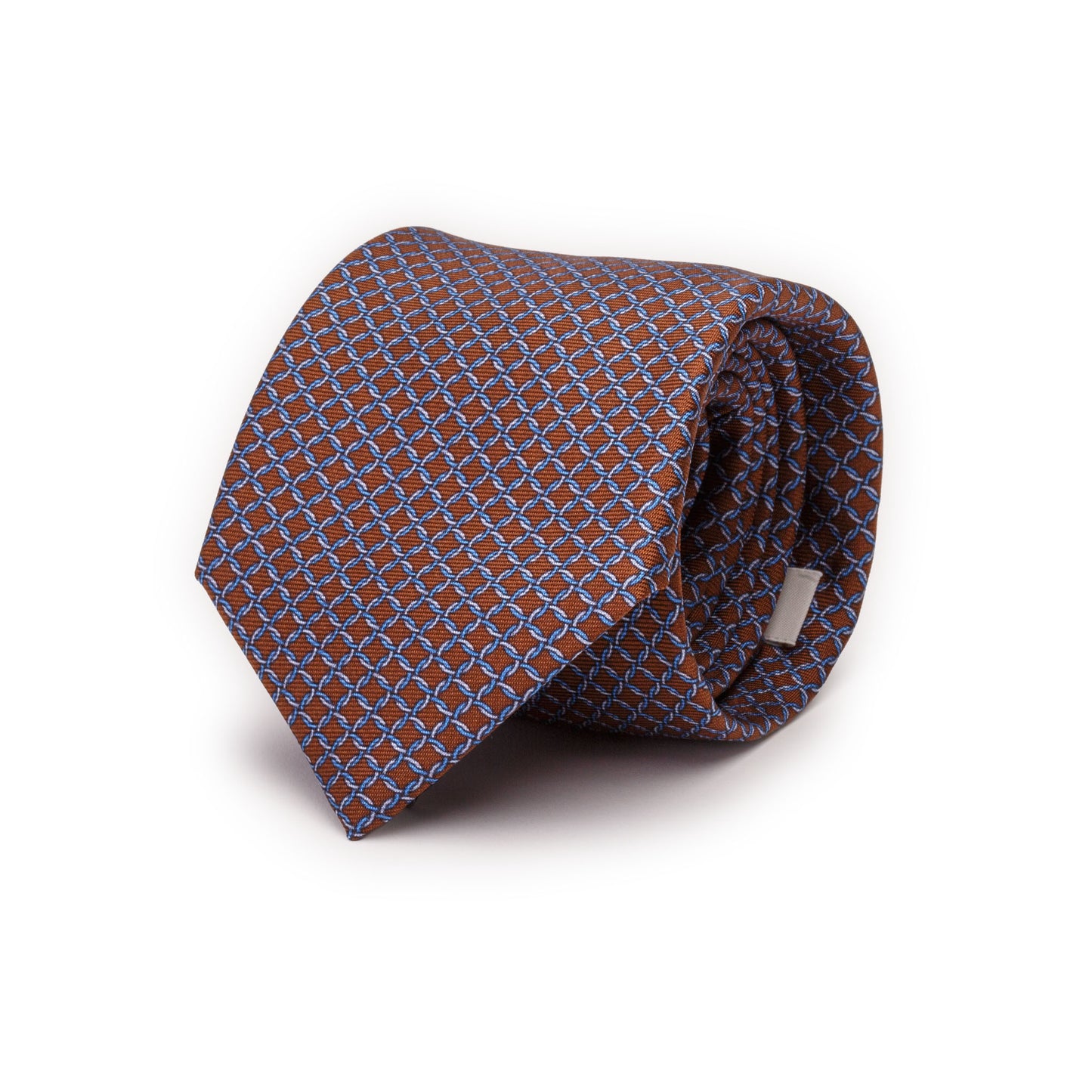 Brown Silk Tie with Twisted Hooks
