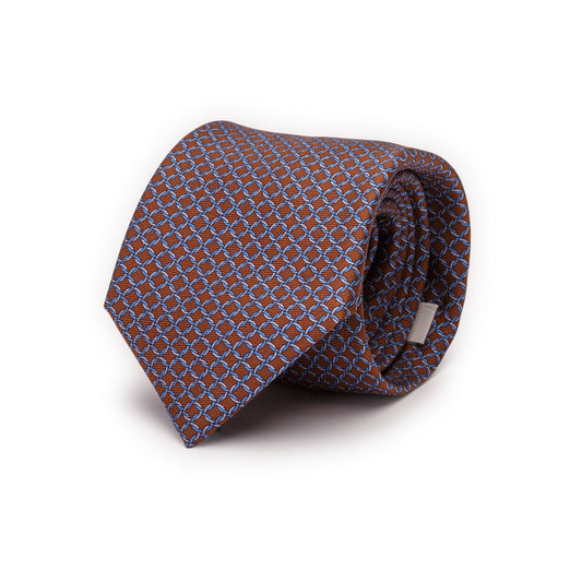 Brown Silk Tie with Twisted Hooks