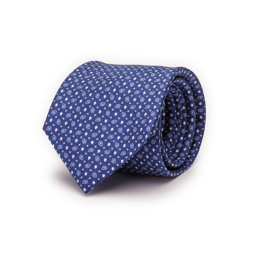 Cravatta in seta blu con motivo Paisley
