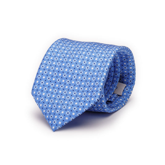 Light Blue Silk Tie with Geometries