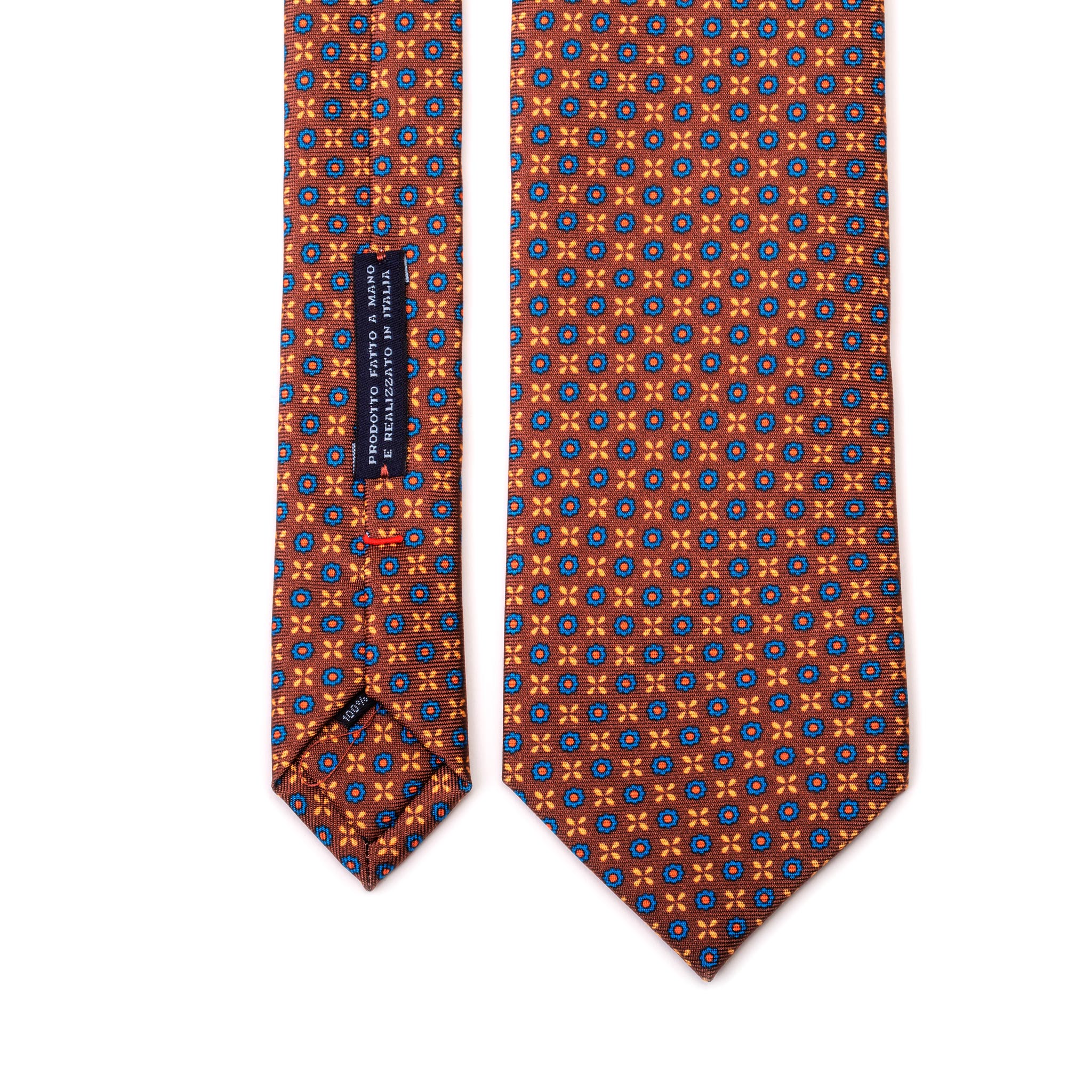 luxury-italian-brown-silk-tie-floral-star-pattern
