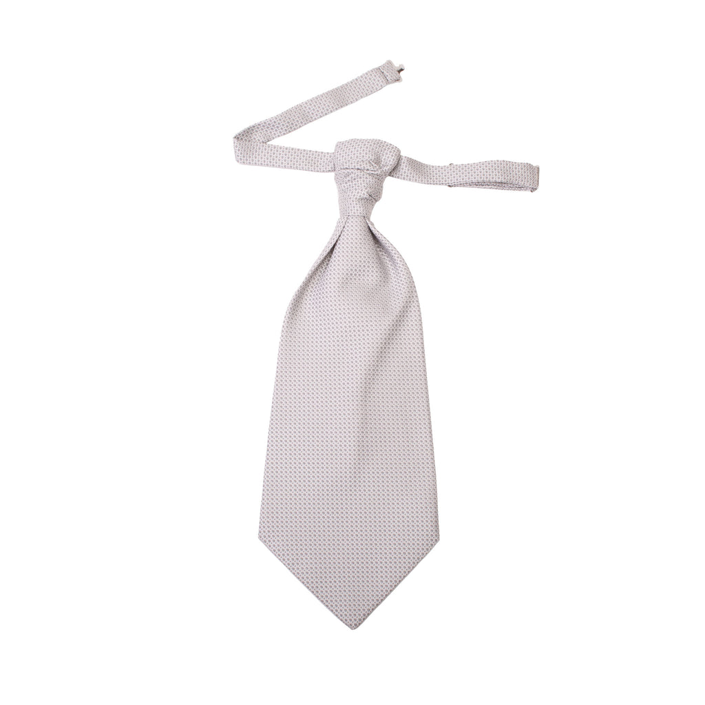 Plastron de mariage en soie jacquard gris perle