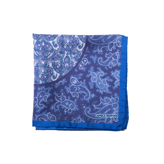 Fazzoletto da taschino blu con motivo Paisley e floreale