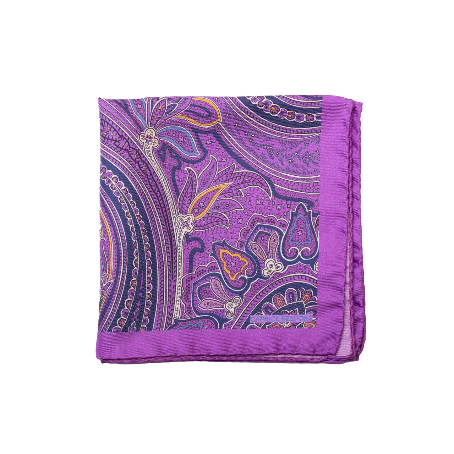 Magenta Pocket Square with Blue, White and Light Blue Details