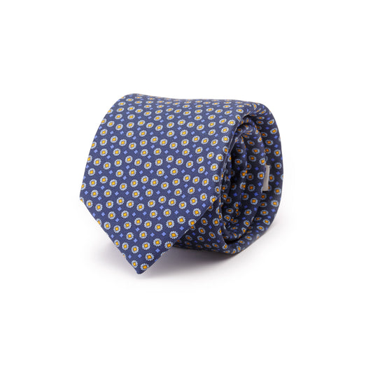 Cravatta in seta blu con gemme