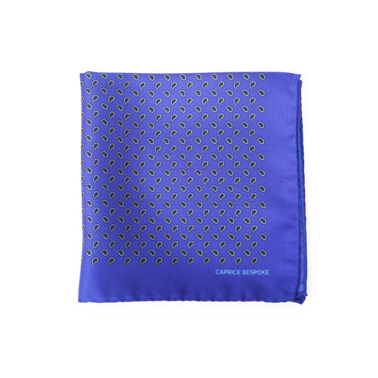 Fazzoletto da taschino blu con motivo Paisley