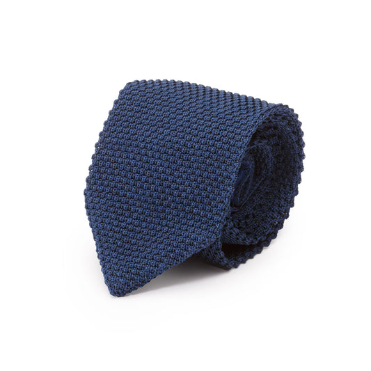 Navy Blue Knitted Silk Tie
