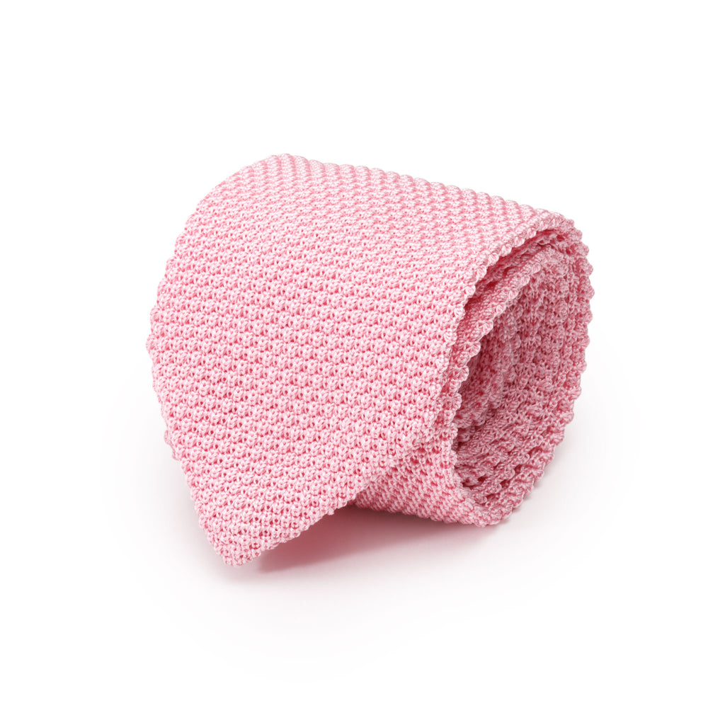 pink-knitted-italian-silk-tie-handcrafted