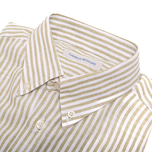 Cotton & Linen Shirt with Green Stripes